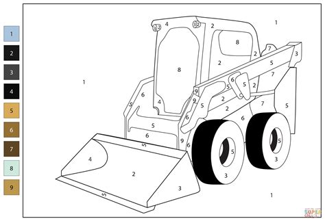 skid steer coloring page|skid steer color by number.